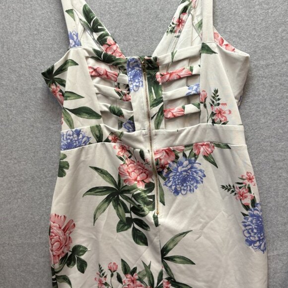 Trac Women’s Floral V-Neck Sleeveless Mini Dress Large Zip Up Back - Picture 2 of 6
